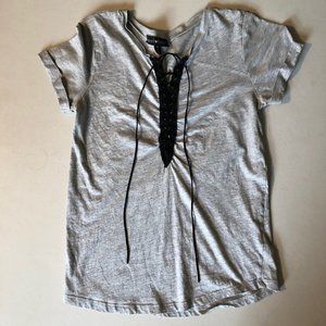 Grey T shirt with Black Laced up front